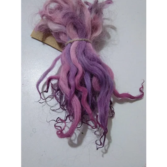 Purples and Pinks hand dyed curly wool locks