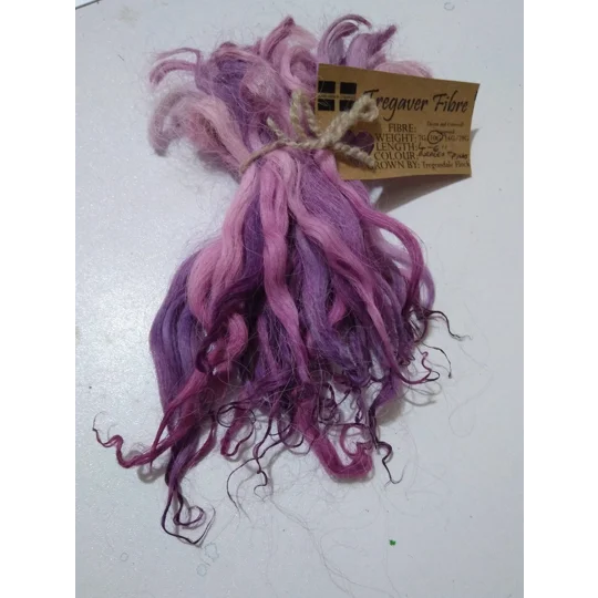 Purples and Pinks hand dyed curly wool locks