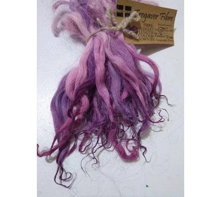 Purples and Pinks hand dyed curly wool locks