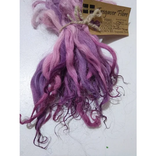 Purples and Pinks hand dyed curly wool locks