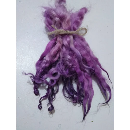 Purples violet lilac hand dyed curly wool locks