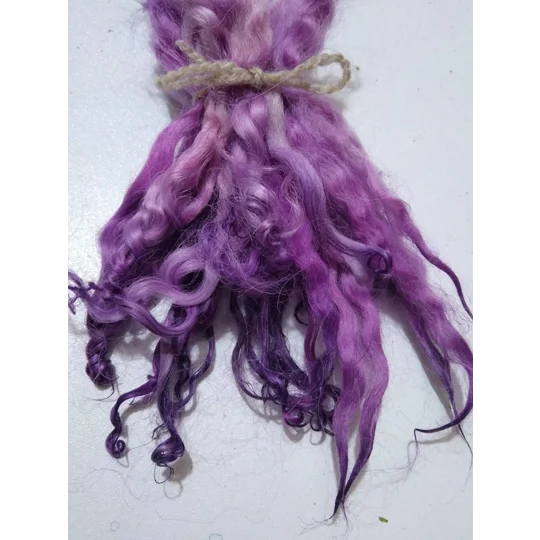 Purples violet lilac hand dyed curly wool locks