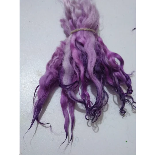 Purples violet lilac hand dyed curly wool locks