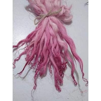 Rose pinks hand dyed curly wool locks