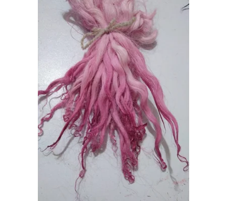 Rose pinks hand dyed curly wool locks