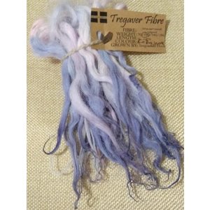 Blue pink and purple hand dyed curly wool locks