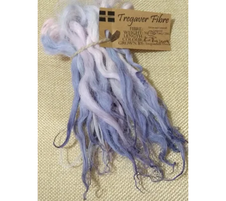 Blue pink and purple hand dyed curly wool locks