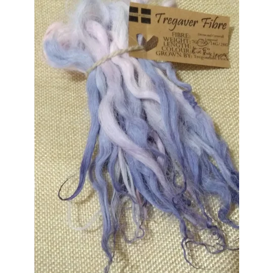 Blue pink and purple hand dyed curly wool locks
