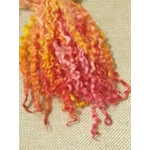 Flaming orange yellow and pink wensleydale hand dyed curly wool locks