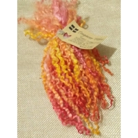 Flaming orange yellow and pink wensleydale hand dyed curly wool locks