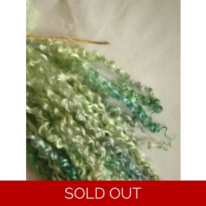 Blue Green Silver wensleydale hand dyed curly wool locks 10g