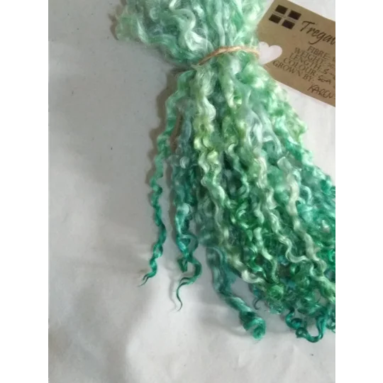 Sea Greens wensleydale hand dyed curly wool locks 10g
