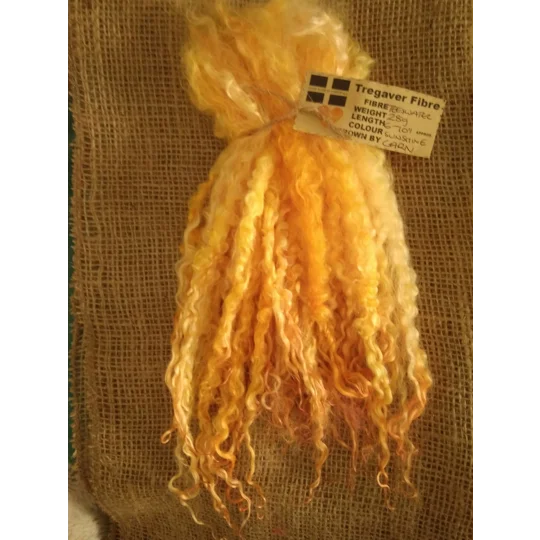 Sunshine Yellow and Orange curly wool locks, 28g 14g 7g 6-10" approx length (v)