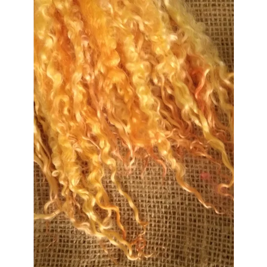 Sunshine Yellow and Orange curly wool locks, 28g 14g 7g 6-10" approx length (v)
