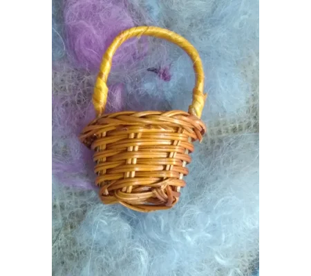 miniature rattan basket with handle