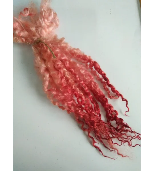 Pink, heather, rhubarb custard curly wool lock box, 10g each (v)