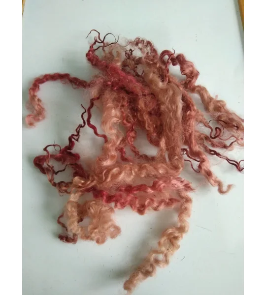 Pink, heather, rhubarb custard curly wool lock box, 10g each (v)