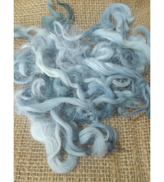 Sky Blue curly wool and locks, 10g Devon and Cornwall Longwool