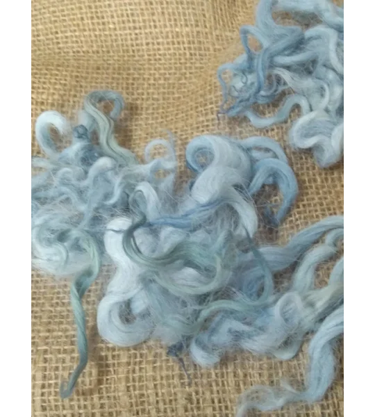 Sky Blue curly wool and locks, 10g Devon and Cornwall Longwool