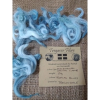 Tropical Blues curly wool and locks, 10g Devon and Cornwall Longwool