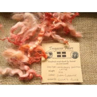 Coral and Orange White Faced Dartmoor lamb curly wool and locks 10g