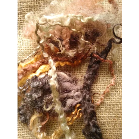 Mixed breeds curly wool, 10g Browns and Blacks