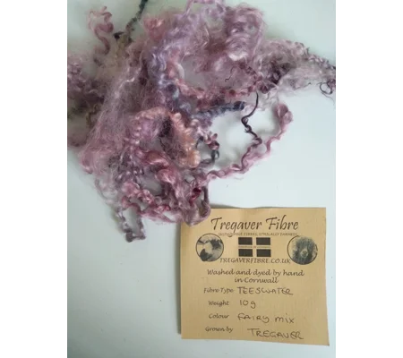 Fairy Mix Teeswater curly wool, 10g Pink Purple Blue (v)