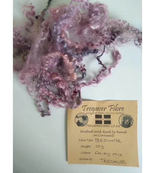 Fairy Mix Teeswater curly wool, 10g Pink Purple Blue (v)