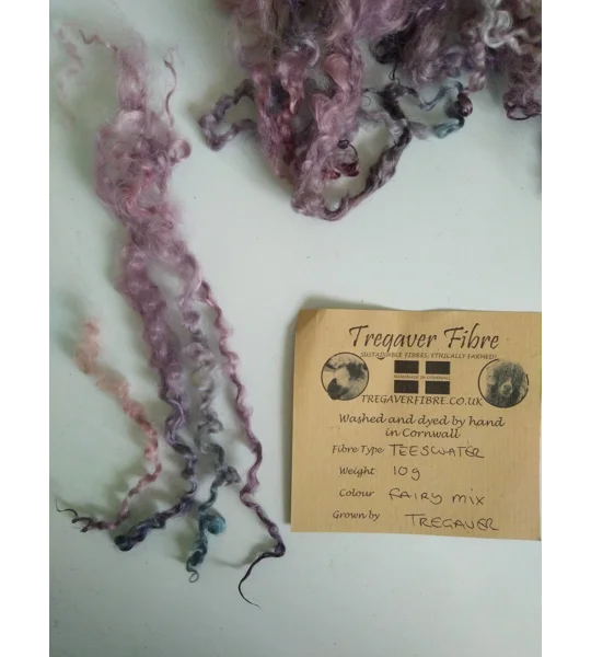 Fairy Mix Teeswater curly wool, 10g Pink Purple Blue (v)