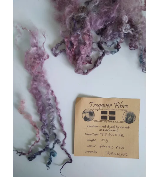 Fairy Mix Teeswater curly wool, 10g Pink Purple Blue (v)