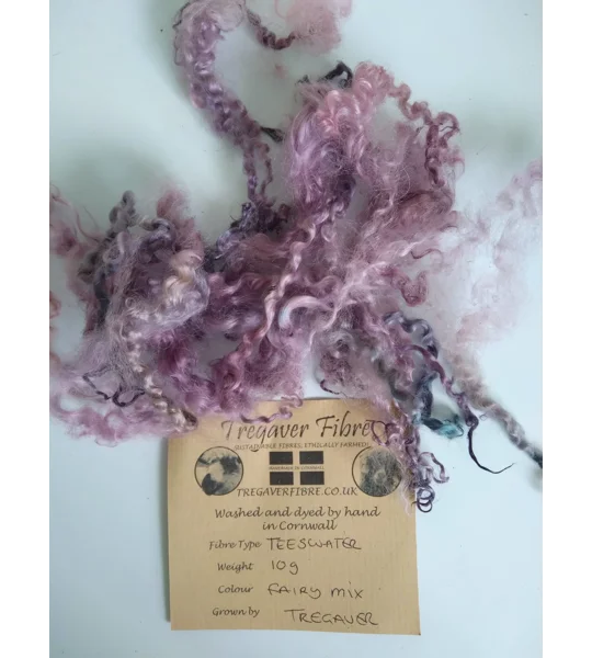 Fairy Mix Teeswater curly wool, 10g Pink Purple Blue (v)