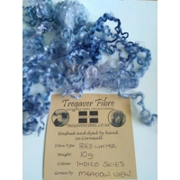 Indigo Skies Teeswater curly wool, 10g Blue, Indigo, Purples