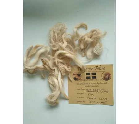 Devon and Cornwall longwool china clay fawn tan curly wool