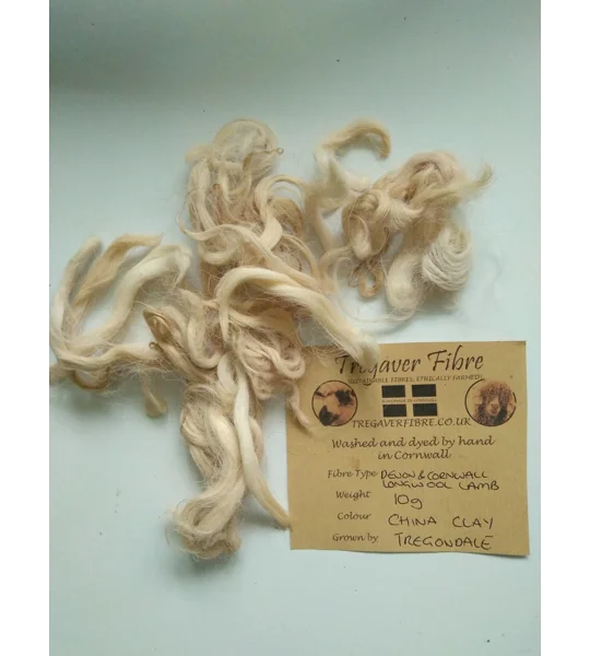 Devon and Cornwall longwool china clay fawn tan curly wool