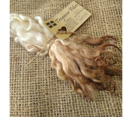 Chestnut Brown dip wavy white faced dartmoor wool locks, 7g
