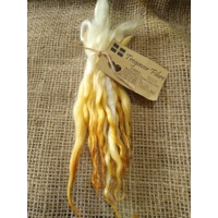 Sunny (yellow/orange) dip wavy white faced dartmoor wool locks, 7g