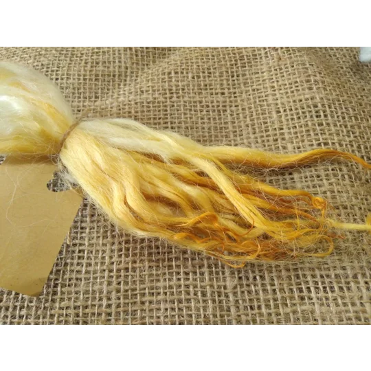 Sunny (yellow/orange) dip wavy white faced dartmoor wool locks, 7g