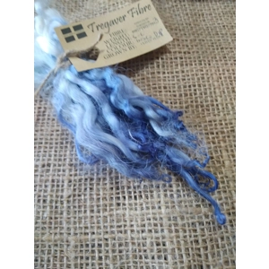 Indigo dip wavy white faced dartmoor wool locks, 7g