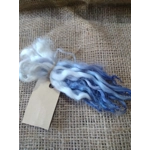 Indigo dip wavy white faced dartmoor wool locks, 7g