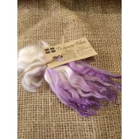 Purple dip wavy white faced dartmoor wool locks, 7g