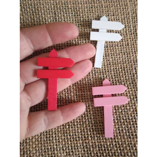 Miniature wood sign post, varied colours