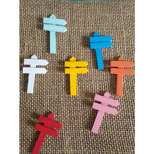 Miniature wood sign post, varied colours