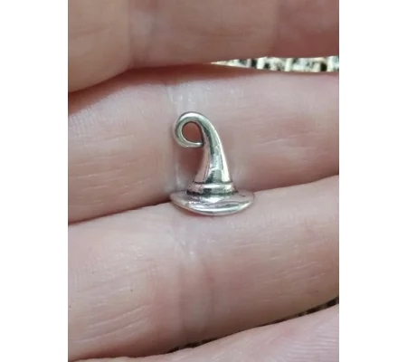 miniature metal silver colour witches or wizard hat