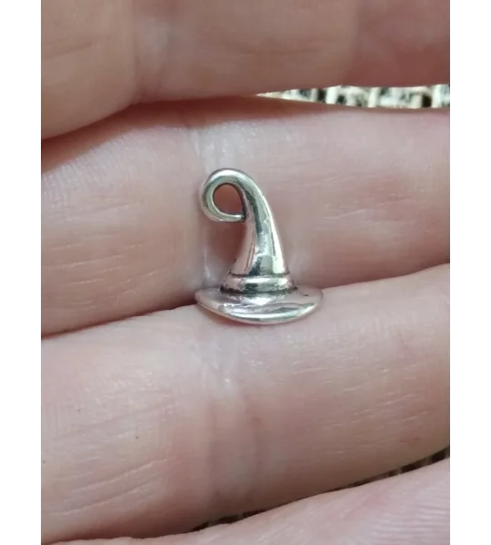 miniature metal silver colour witches or wizard hat