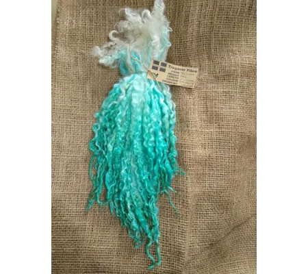 Teal Aqua Dip curly wool ringlets 28g, 14g or 7g, teeswater curly wool locks (v)