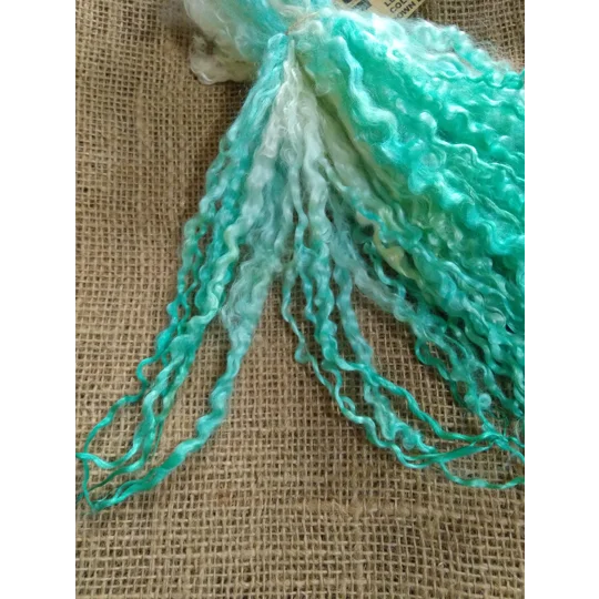 Teal Aqua Dip curly wool ringlets 28g, 14g or 7g, teeswater curly wool locks (v)