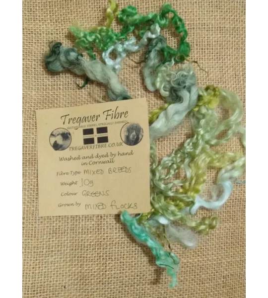 Mixed breeds curly wool, 10g Greens
