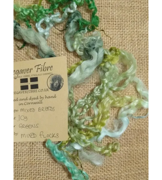 Mixed breeds curly wool, 10g Greens