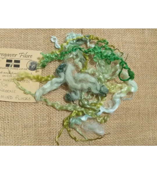 Mixed breeds curly wool, 10g Greens
