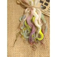 bright rainbow wavy wool locks, 10g bunches for doll hair and felting